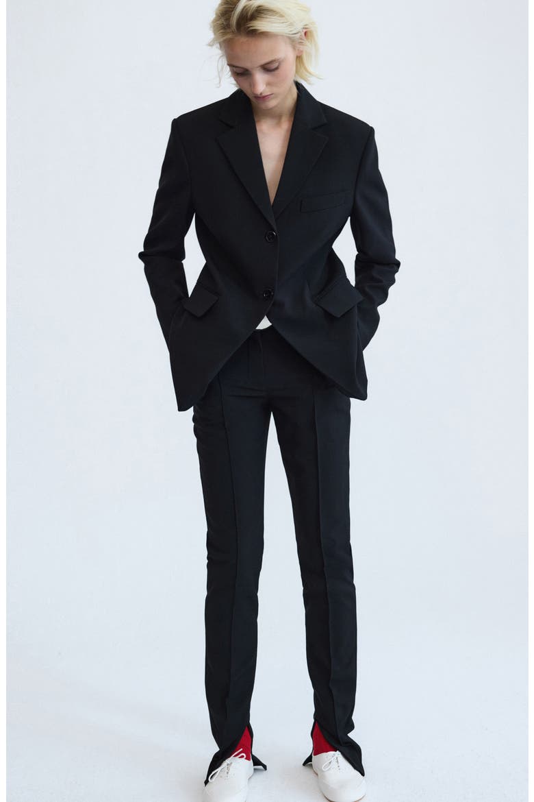 Fitted Wool Blend Jacket, Alternate, color, BLACK