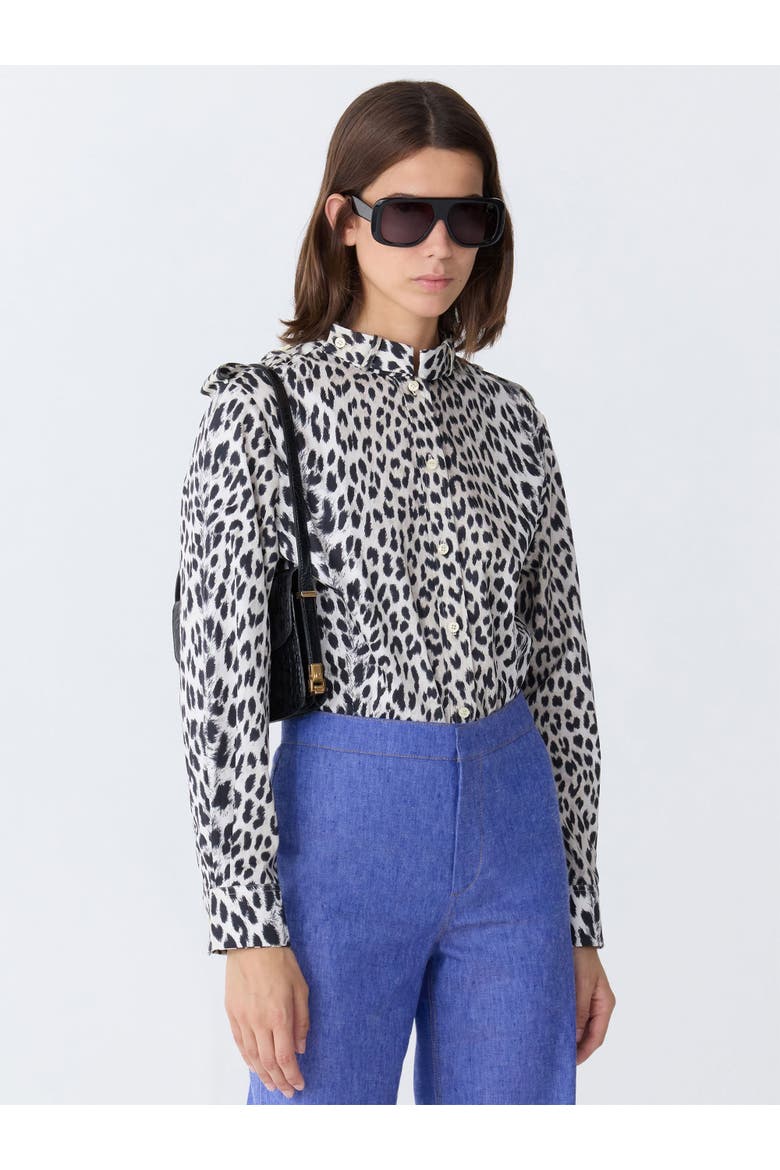 MIKA Band-collar Shirt in Cheetah Print, Alternate, color, Natural