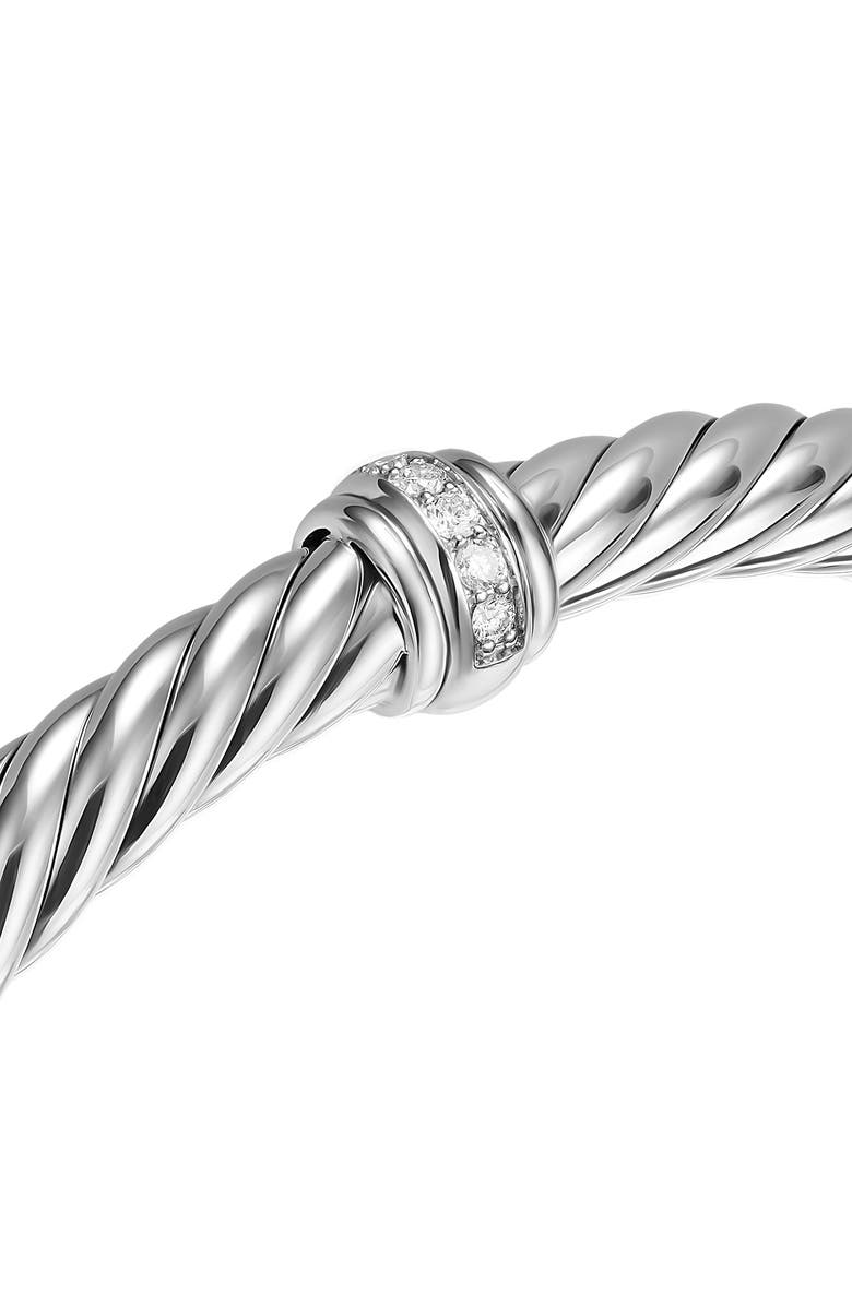 David Yurman Cablespira<sup>®</sup> Flex Bracelet in Sterling Silver with Diamonds, 6mm, Alternate, color, Silver Pave