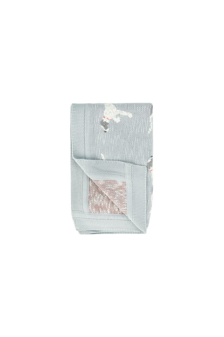 Soft Cotton Knit Baby Blanket with Decorative Dog Design, Blue, Alternate, color, Blue