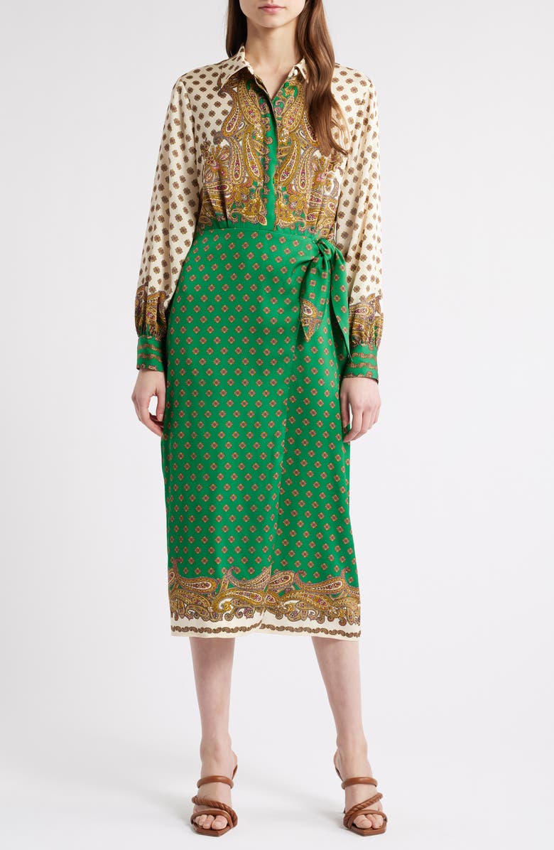 Elie Tahari The Vero Paisley Print Long Sleeve Dress, Main, color, Jewel Paisley Print