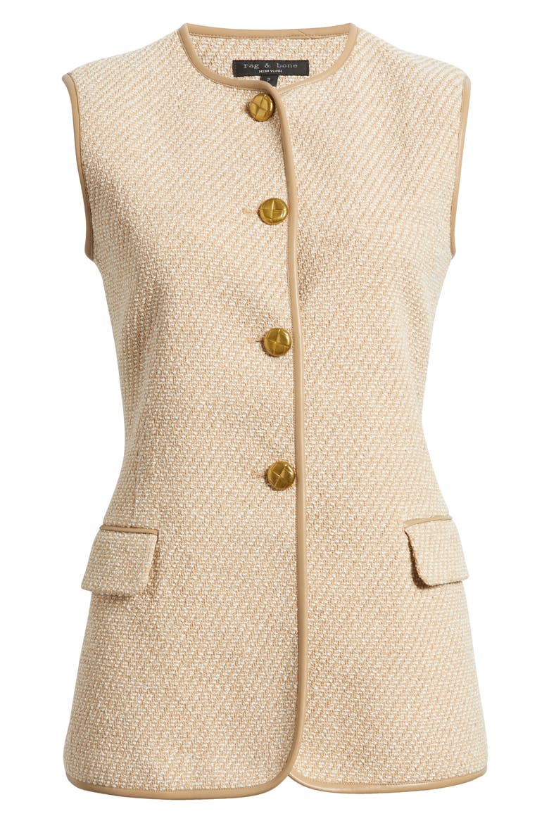 Bartlet Cotton Blend Metallic Tweed Vest, Alternate, color, BEIGE