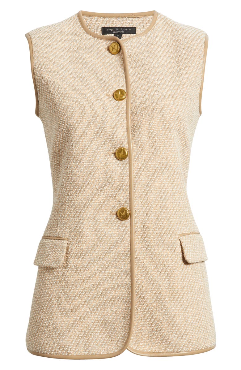 rag & bone Bartlet Cotton Blend Metallic Tweed Vest, Alternate, color, Beige