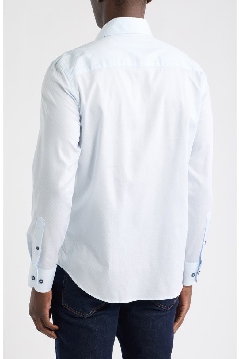 Alvin Shaped Fit Check Button-Up Shirt, Alternate, color, SKY