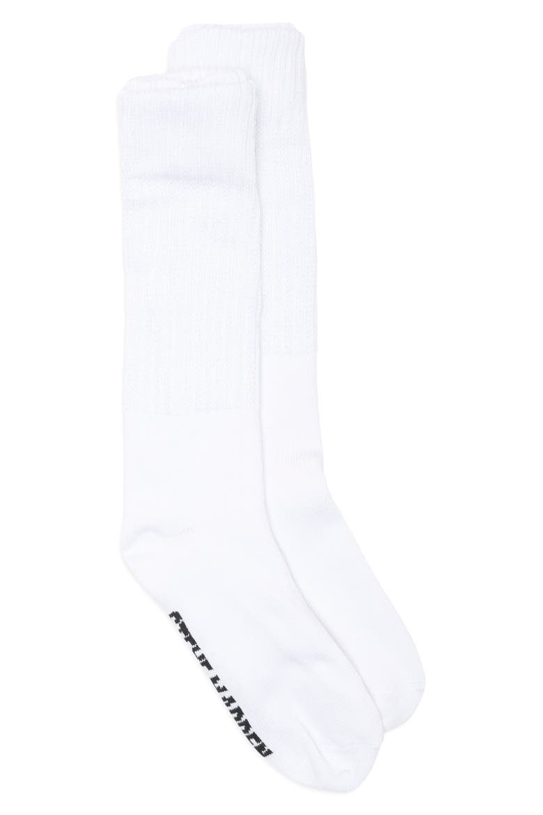 Rib Slouch Knee High Socks, Main, color, WHITE