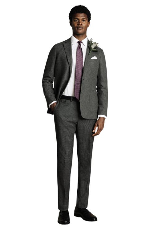 Charles Tyrwhitt Stretch Wool Trousers In Gray