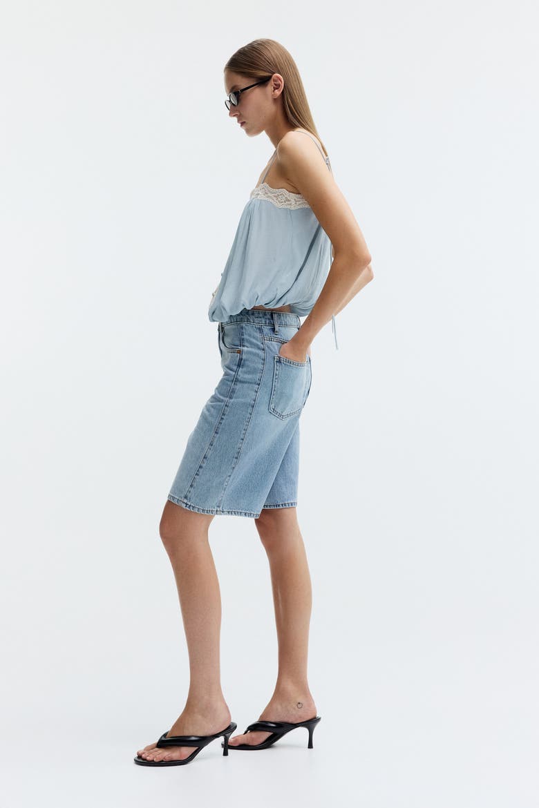 Denim Bermuda Shorts, Alternate, color, Light denim blue