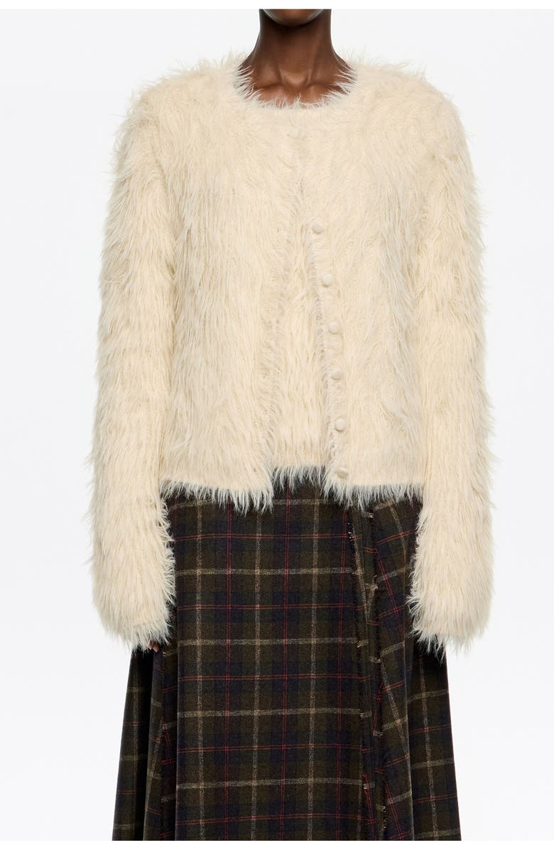 Bimba y Lola Fur Cardigan, Main, color, Beige