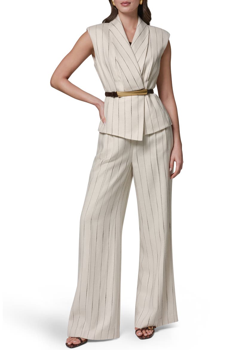 Sleeveless Belted Vest, Alternate, color, FLAX/ CANYO