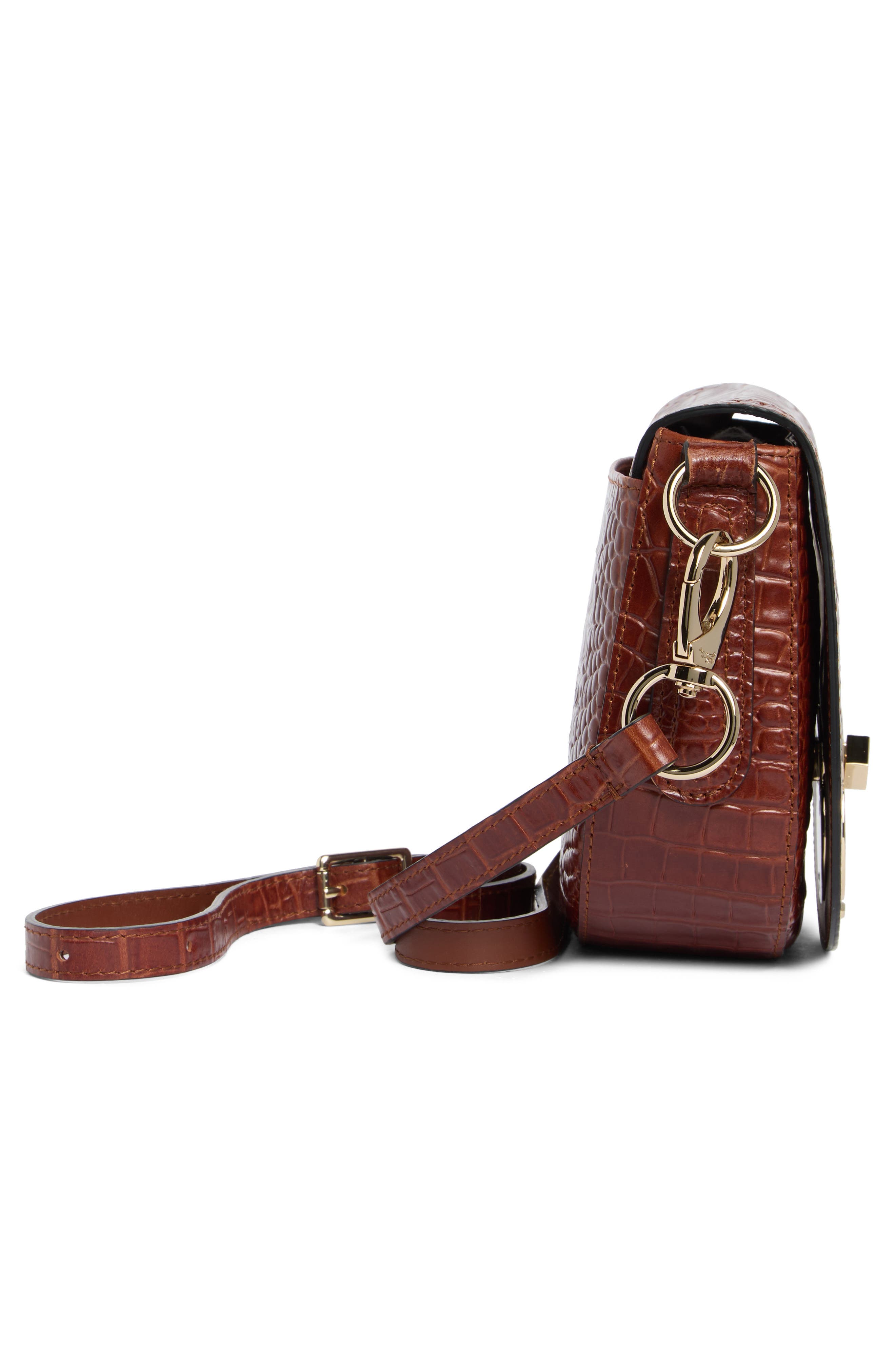 Longchamp Cavalcade Croc Embossed Small Crossbody Bag, Alternate, color, Cognac