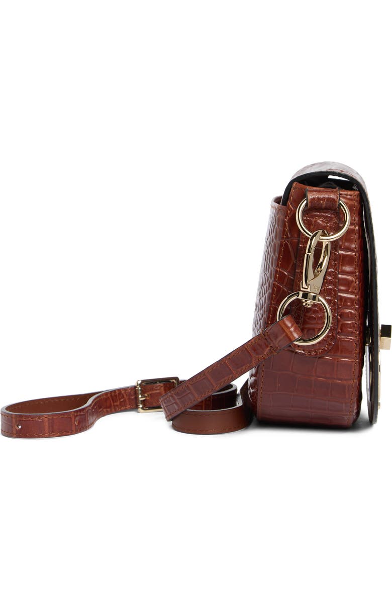 Longchamp Cavalcade Croc Embossed Small Crossbody Bag, Alternate, color, Cognac