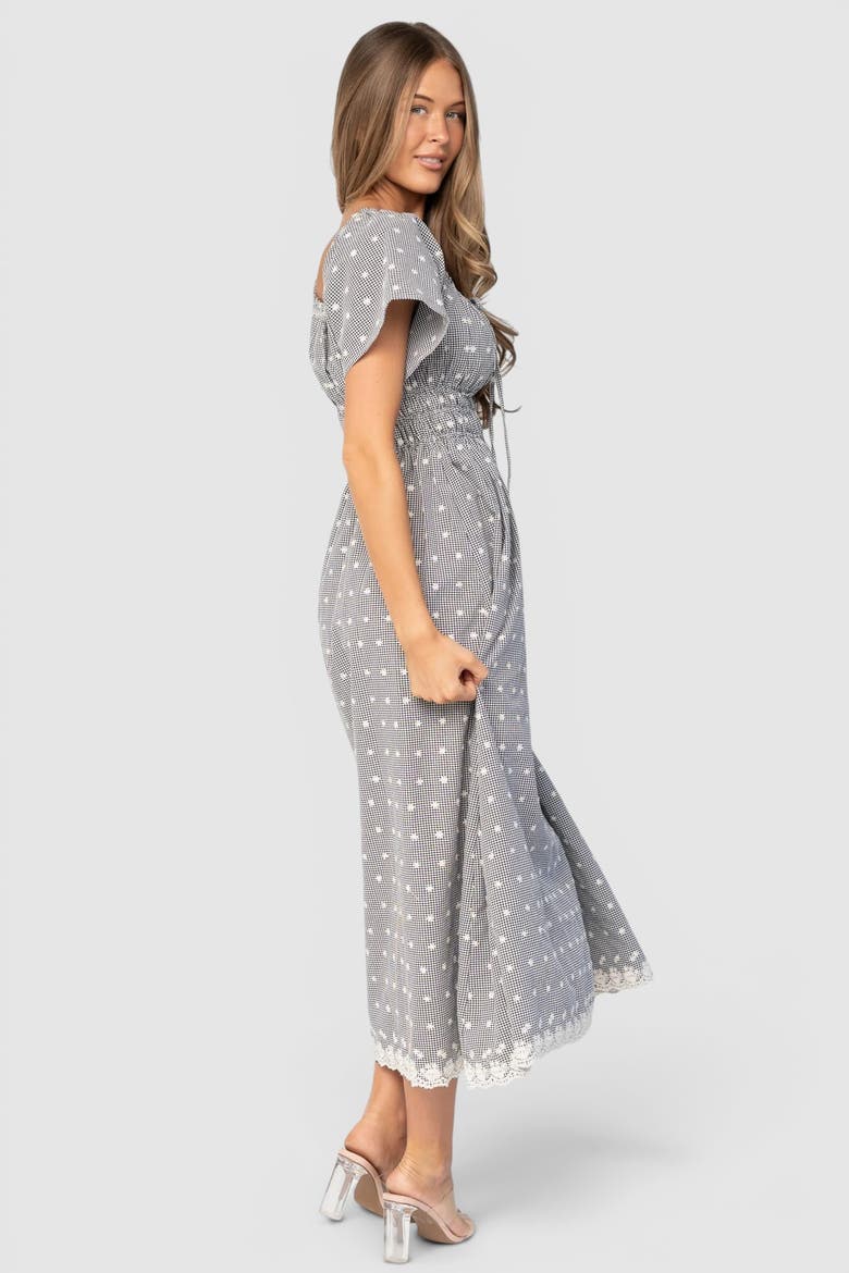 Reyna Midi Dress, Alternate, color, Black + White Gingham