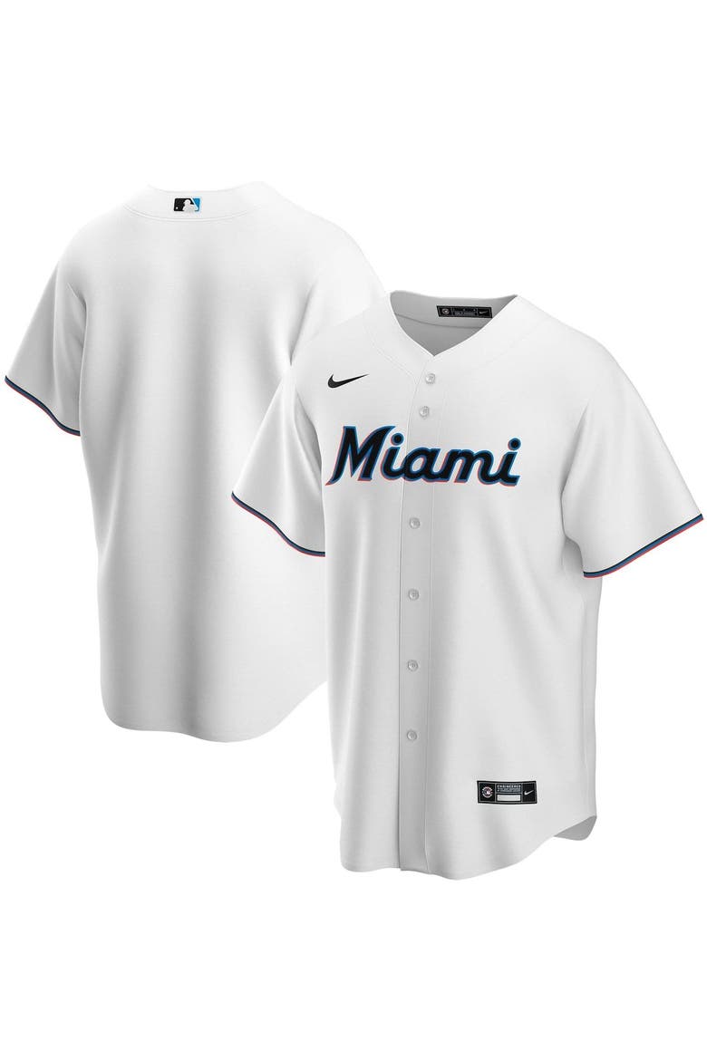 Men's Nike White Miami Marlins Home Replica Team Jersey, Main, color, White