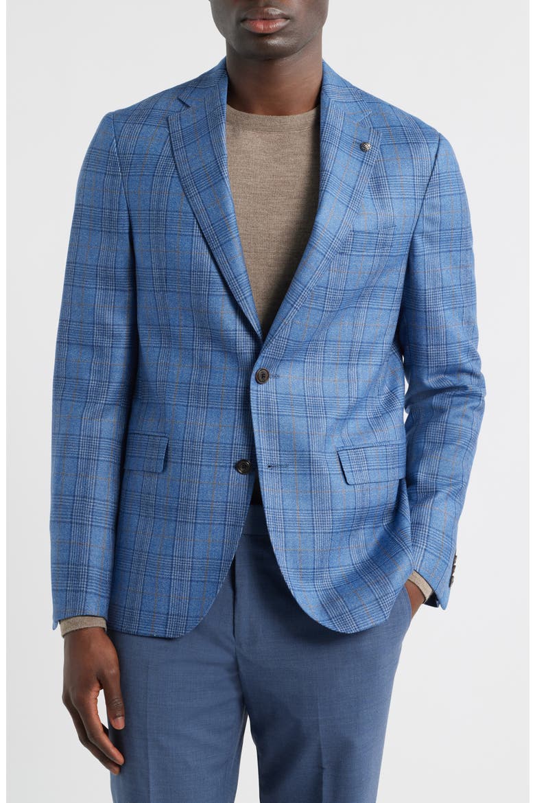 Midland Contemporary Fit Blue Plaid Wool Sport Coar, Main, color, BLUE