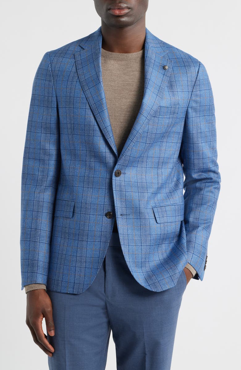 Jack Victor Midland Contemporary Fit Blue Plaid Wool Sport Coar, Main, color, Blue