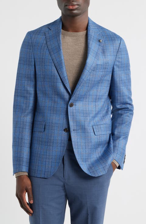 Midland Contemporary Fit Blue Plaid Wool Sport Coar