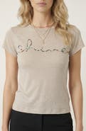Modenaire Short Sleeve Beaded Script Tee