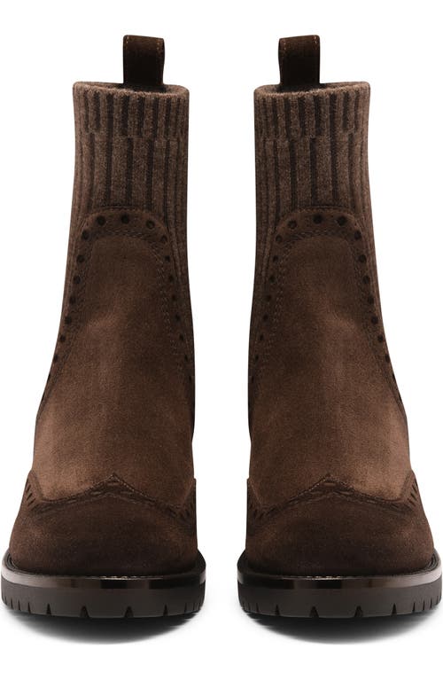 Shop Santoni Suede Low-heel Ankle Boot In Brown