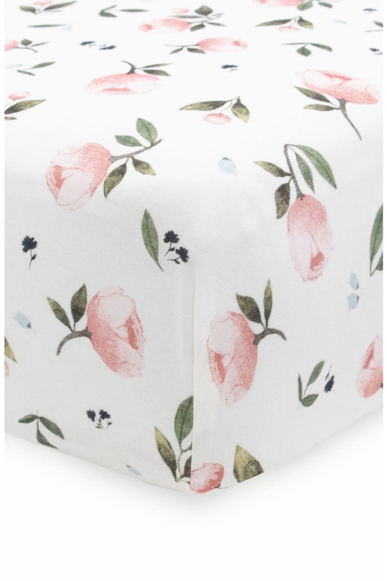 Knit Crib Sheet, Main, color, WATERCOLOR FLORET
