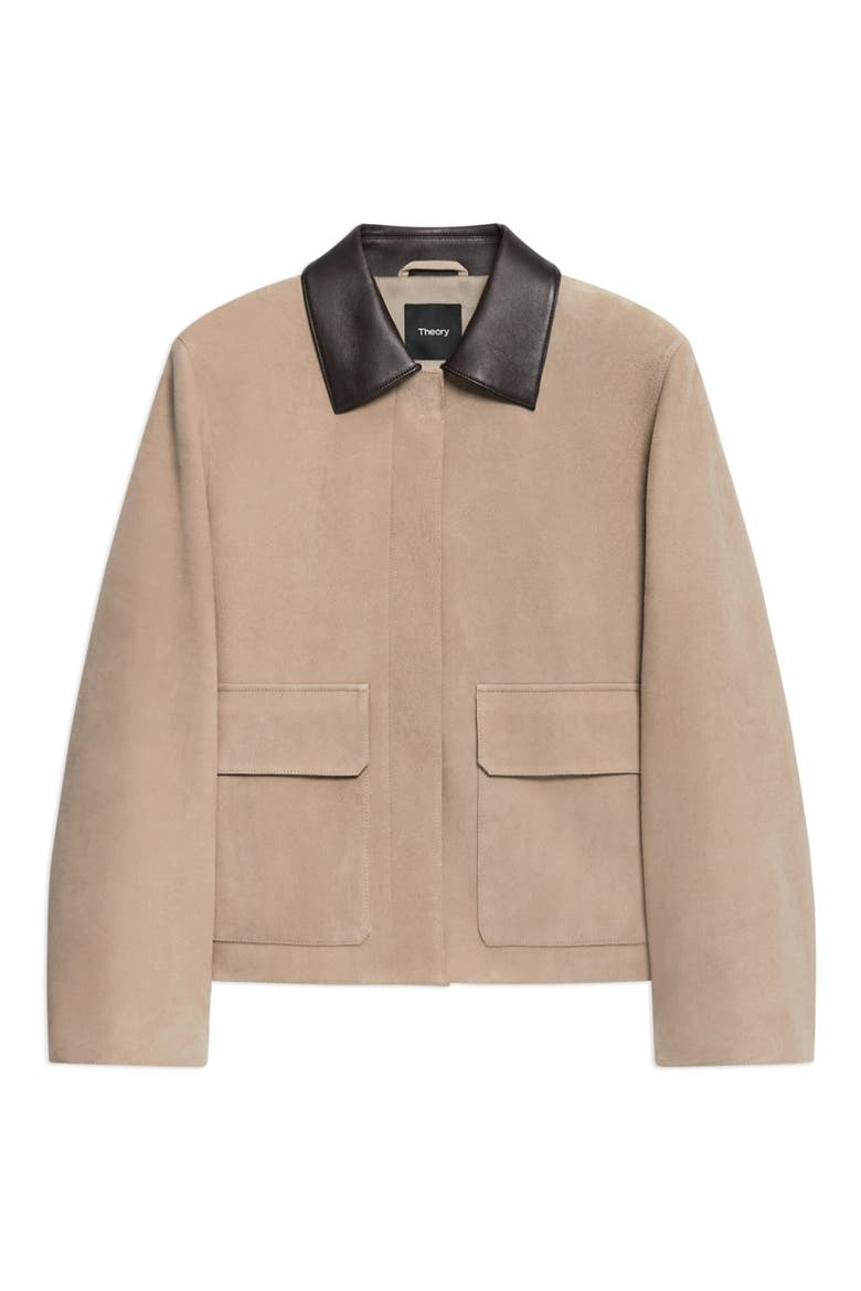 Boxy Suede & Leather Jacket, Alternate, color, TAN - E0L