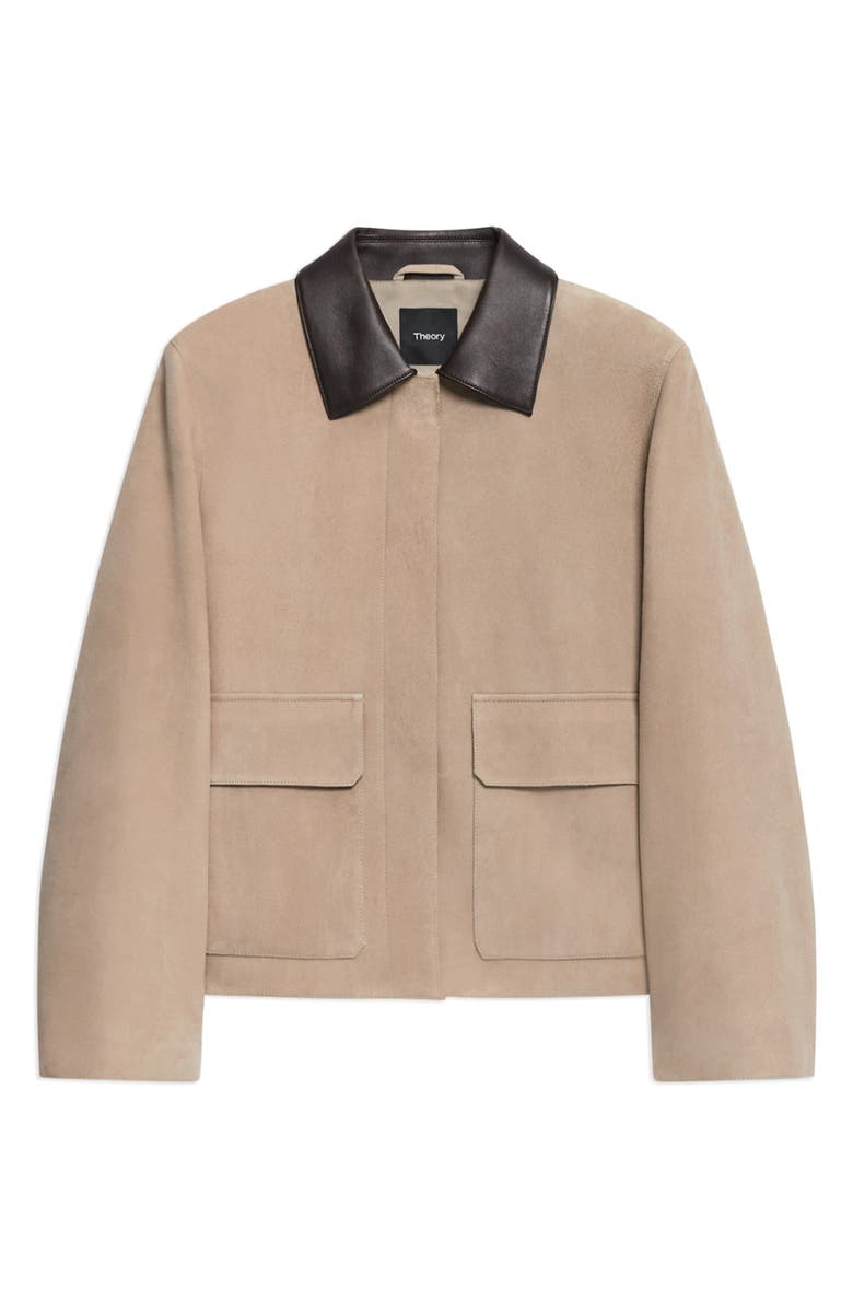 Theory Boxy Suede & Leather Jacket, Alternate, color, 