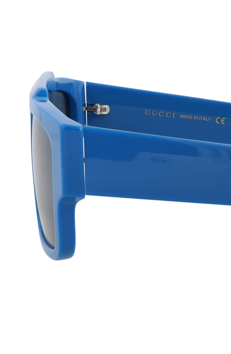 Gucci 56mm Rectangle Sunglasses, Alternate, color, Light Blue Light Blue Blue