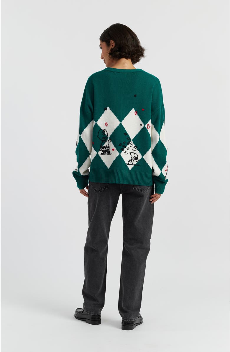 Chinti & Parker Wool Cashmere Peanuts Poker Cardigan, Alternate, color, Emerald