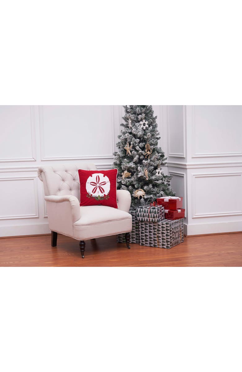 C&F Home Sea Life Sand Dollar Christmas Throw Pillow, 18" x 18", Alternate, color, Red
