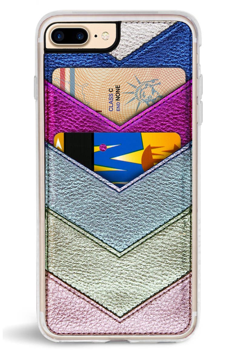 Chevron Faux Leather iPhone 6/6s/7/8 & 6/6s/7/8 Plus Case (Nordstrom Exclusive), Alternate, color, METALLIC MULTI