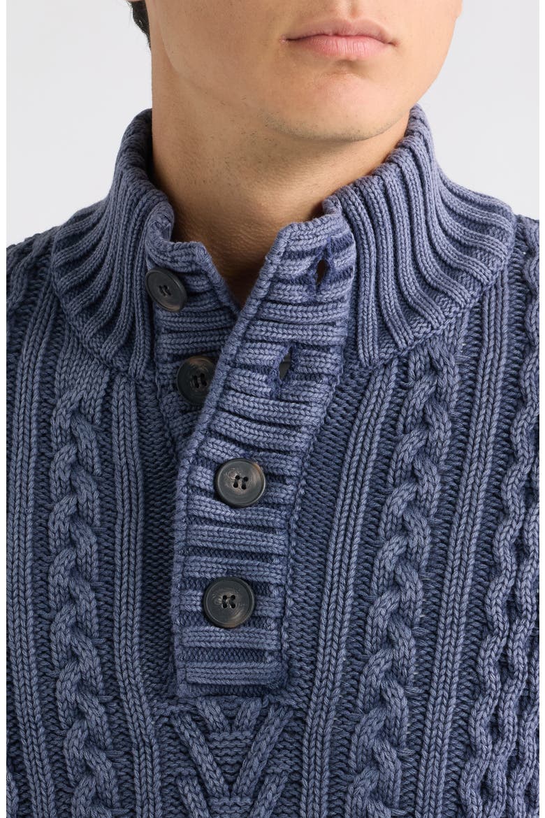 Cable Knit Fisherman's Sweater, Alternate, color, NAVY