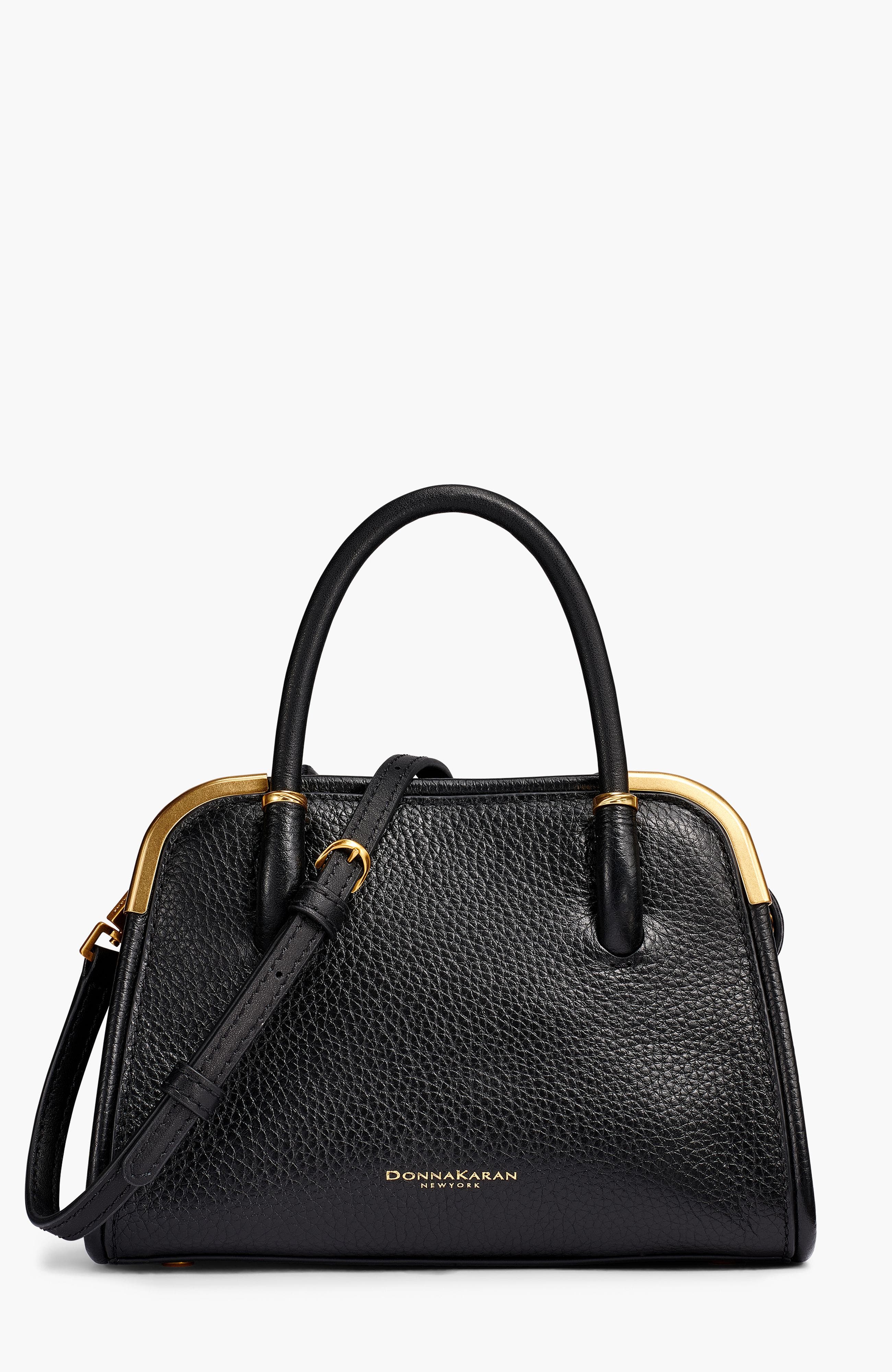 Donna Karan New York Satin Mini Satchel, Main, color, Blk/Gold
