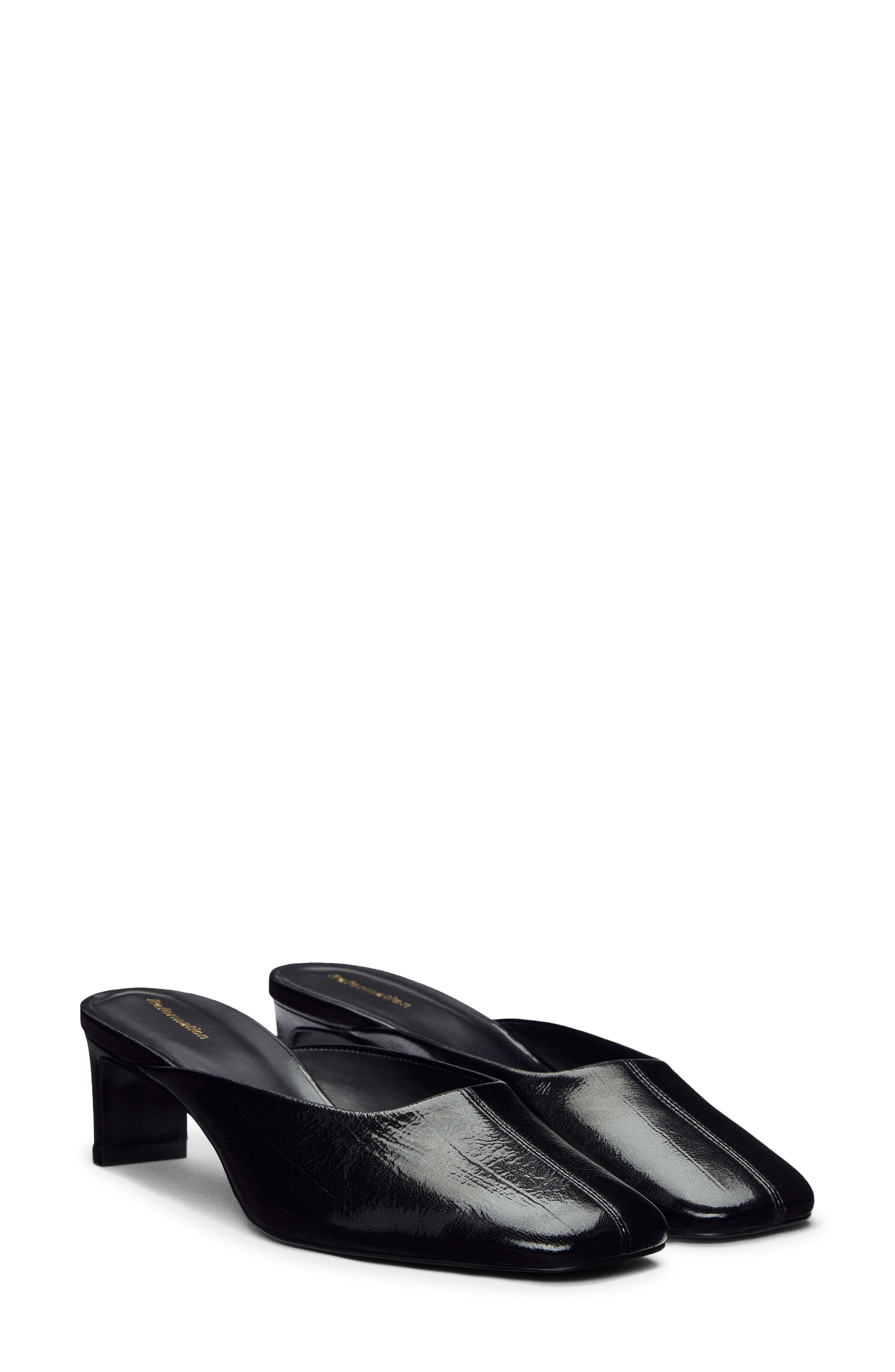 Inez Leather Heeled Mule, Main, color, BLACK EEL