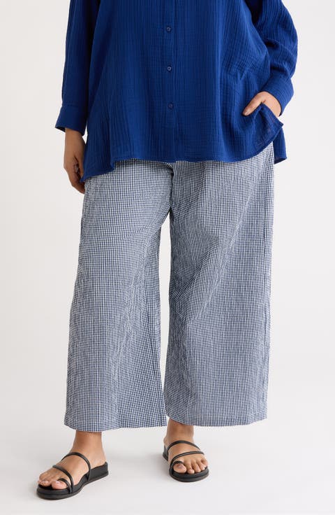 Stretch Organic Cotton Ankle Wide Leg Pants (Plus)