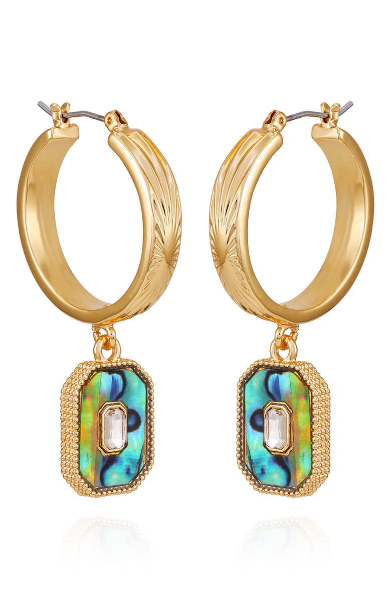 GUESS Abalone Drop Earrings, Alternate, color, Gold Tone