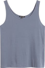 Eileen Fisher Slim Fit Scoop Neck Silk Tank