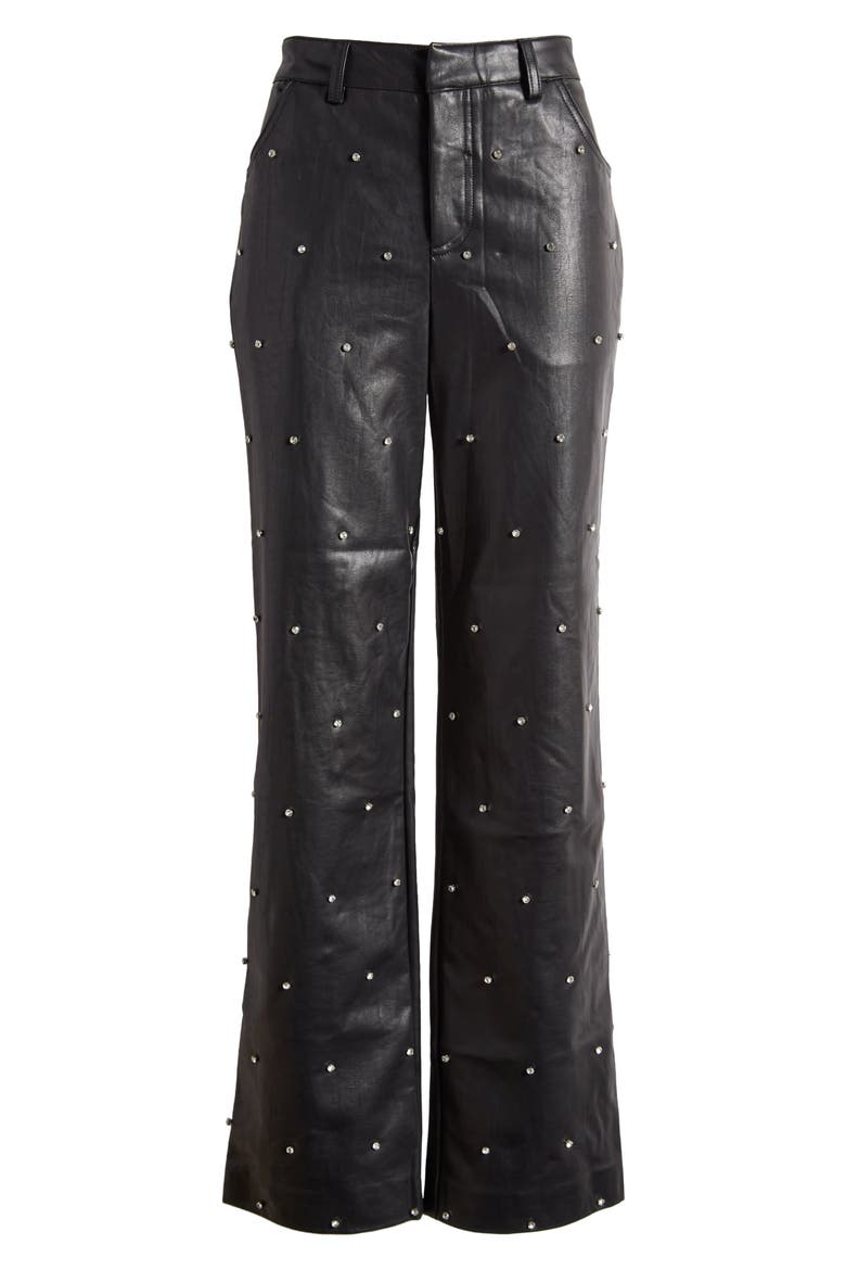 Hotfix Low Rise Faux Leather Pants, Alternate, color, BLACK