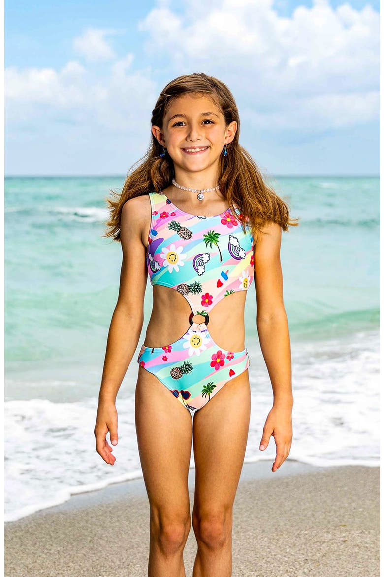 Multicolor Printed Cutout One Piece, Alternate, color, MULTICOLOR