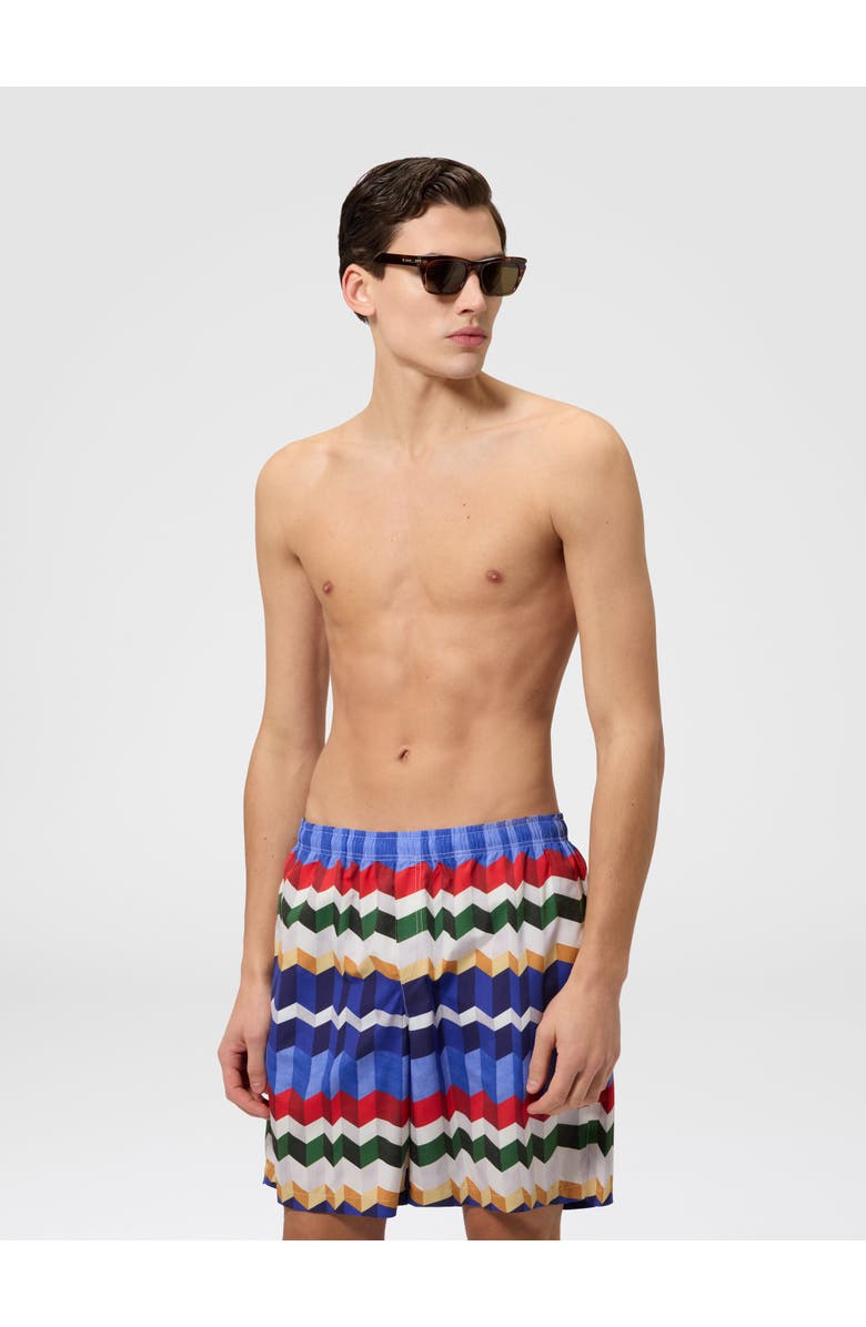 UM Long Swim Shorts With 3d Zigzag Print, Alternate, color, Multicoloured