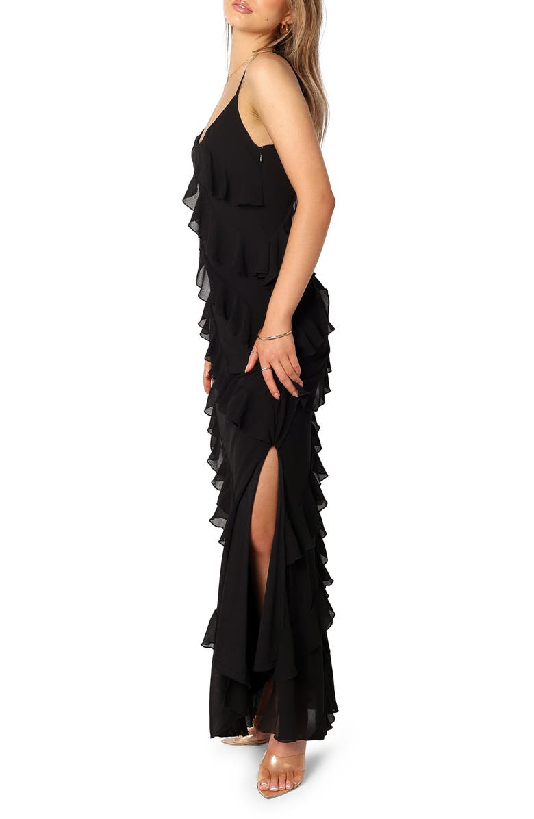 Petal & Pup Ciao Ruffle Chiffon Gown, Alternate, color, Black