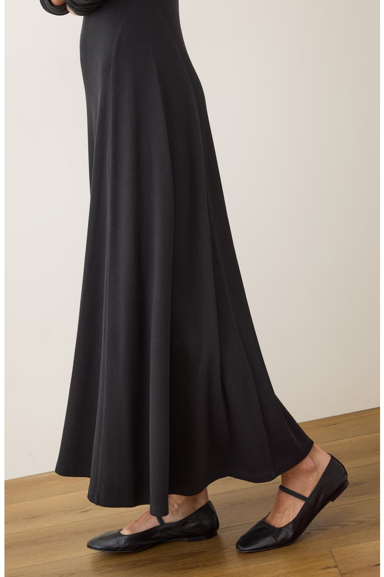 Lexi Long Sleeve Rib Fit & Flare Maxi Dress, Alternate, color, BLACK