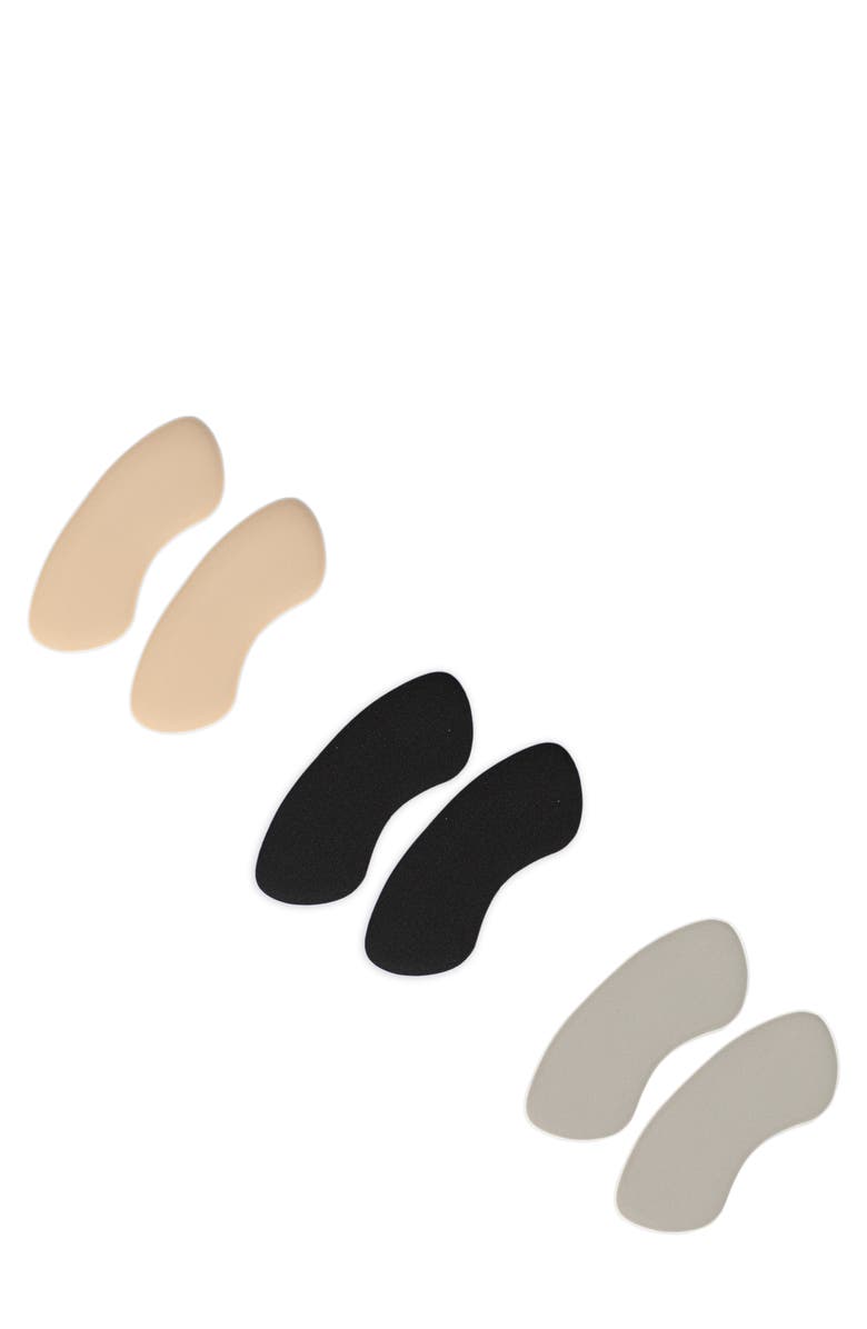 Foot Petals 3-Pack Back-of-Heel Cushions, Main, color, Multi Black/ Khaki/ Grey