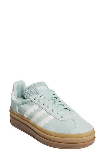 Adidas Originals Adidas Gazelle Bold Platform Sneaker In Ash Green/ Off White/ Gum