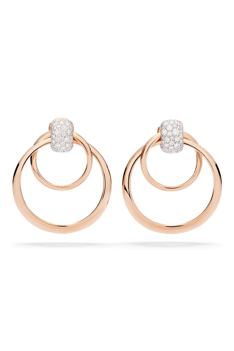 Together 18K Gold Diamond Pavé Earrings, Alternate, color, ROSE GOLD/ DIAMOND
