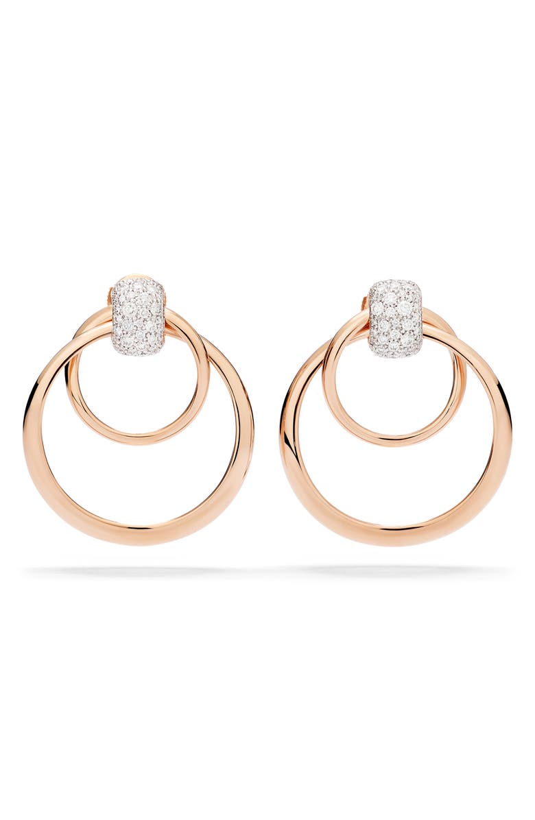 Pomellato Together 18K Gold Diamond Pavé Earrings, Alternate, color, Rose Gold/ Diamond