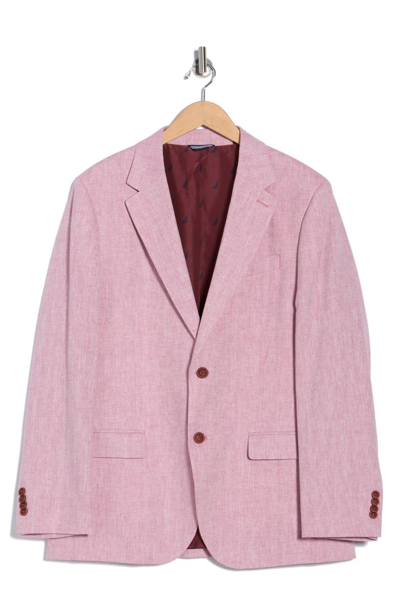 Nautica Brielle Herringbone Cotton & Linen Blend Sport Coat, Alternate, color, Pink