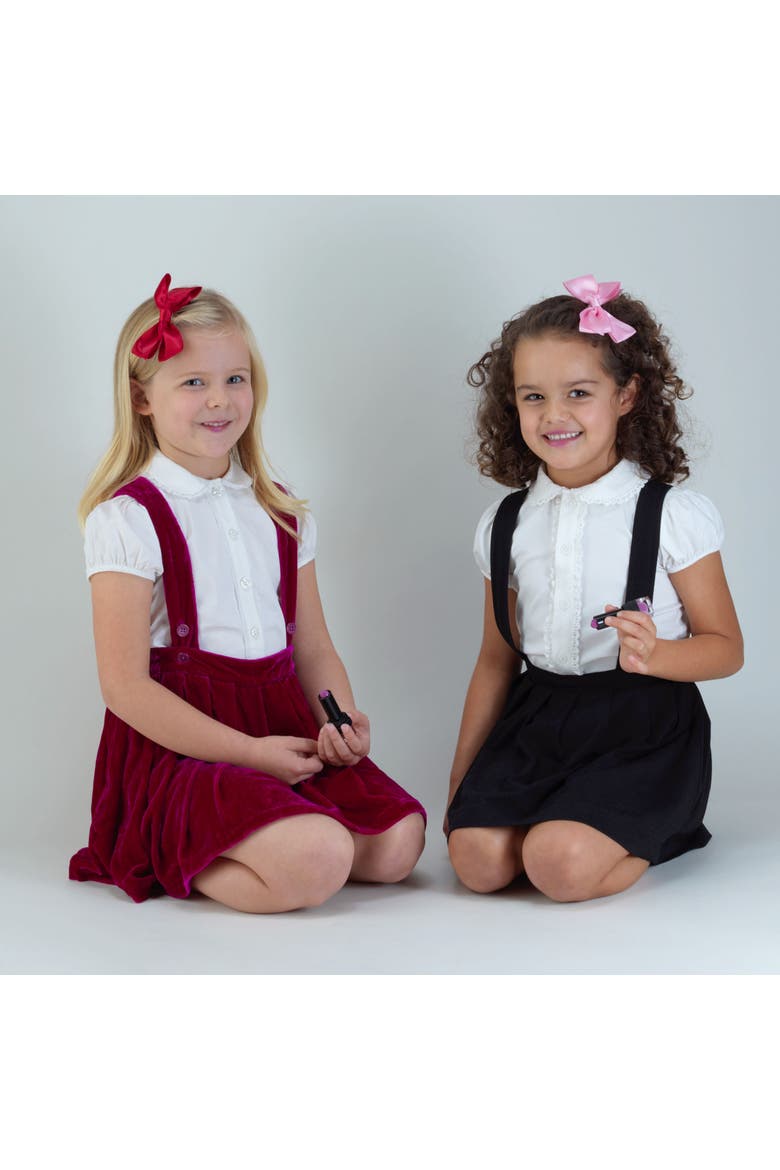 Eloise Pink Silk Velvet Pinafore Set, Alternate, color, Pink