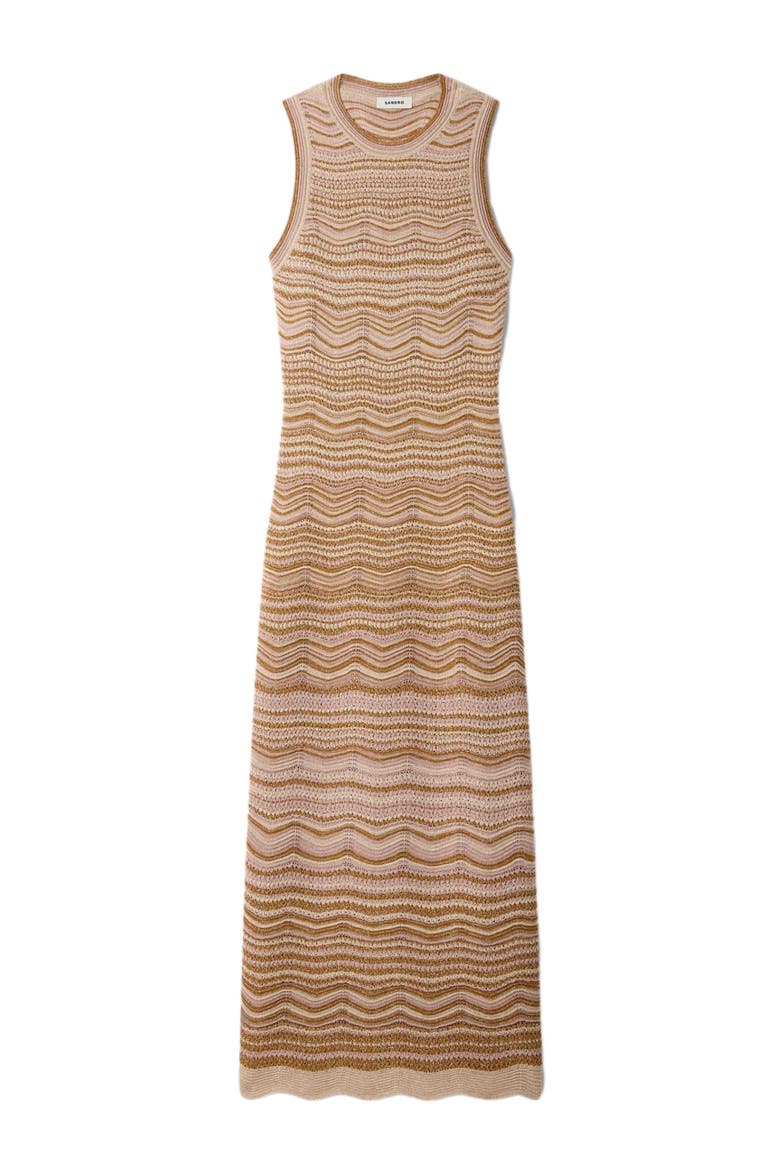 Fancy knit maxi dress, Alternate, color, Brown