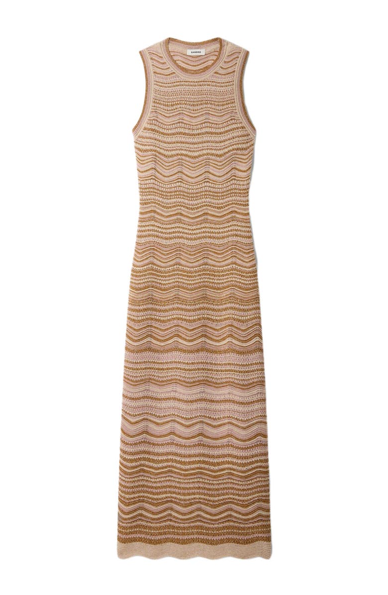 SANDRO Fancy knit maxi dress, Alternate, color, Brown