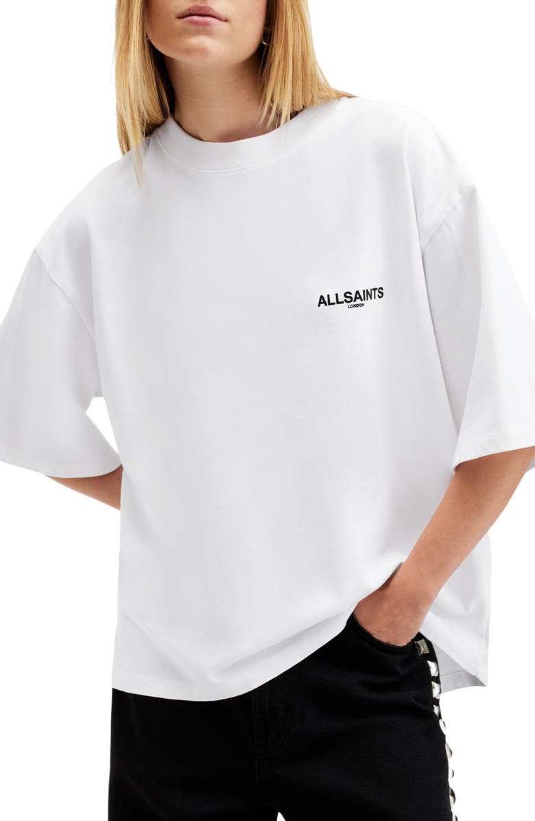 AllSaints Guardian Amelie Oversize Cotton Graphic T-Shirt, Alternate, color, White