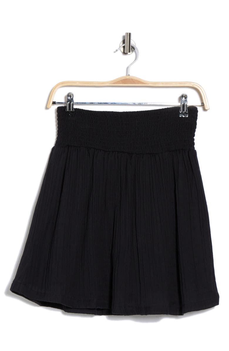 Vitamin A<sup>®</sup> Costa Organic Cotton Smocked Cover-Up Miniskirt, Alternate, color, Black
